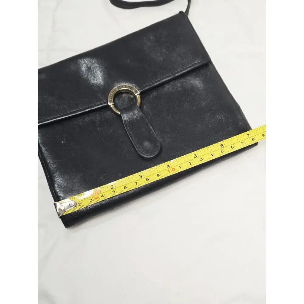 Hobo Vtg Black Genuine Leather Crossbody Anne Klein Boho Inde Retro Grunge 90's